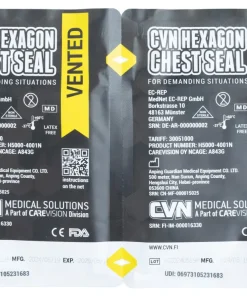 CVN Hexagon Chest Seal venttiilillinen ilmarintasidos, 2-Pack