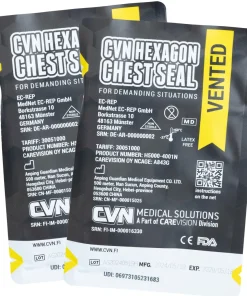 CVN Hexagon Chest Seal venttiilillinen ilmarintasidos, 2-Pack