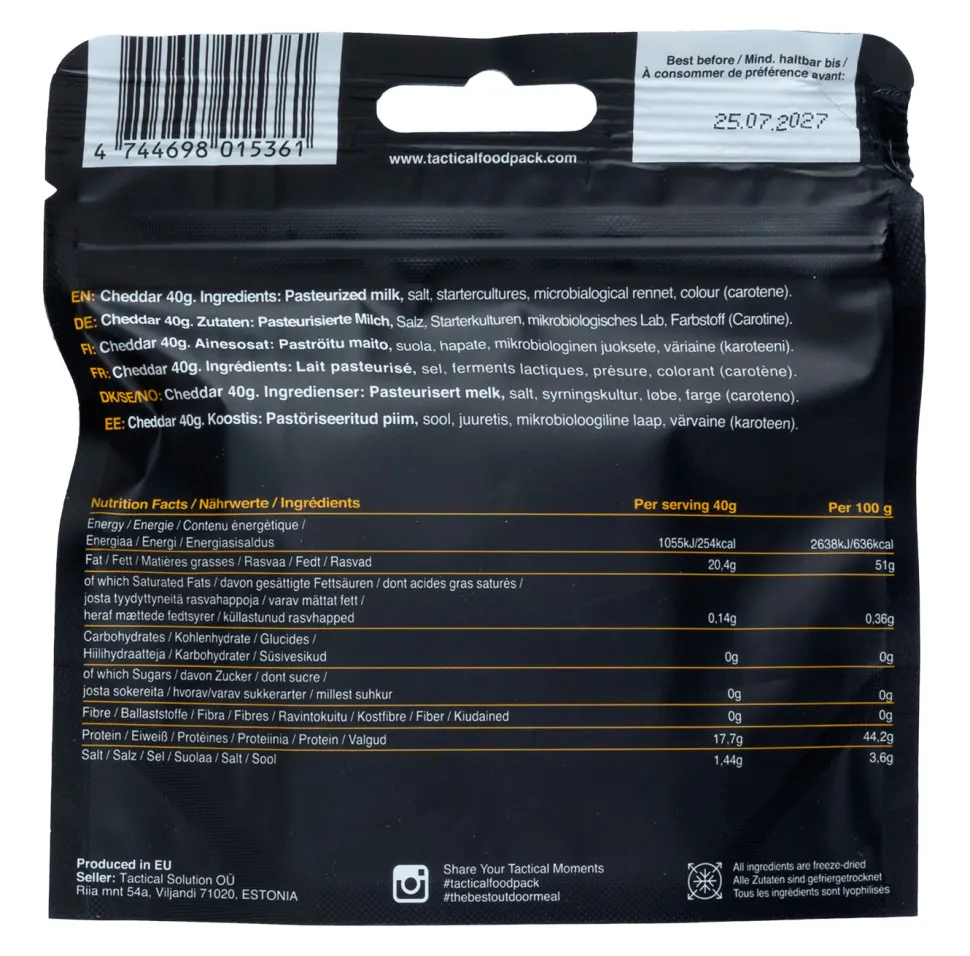 Tactical Foodpack kuivattu juusto